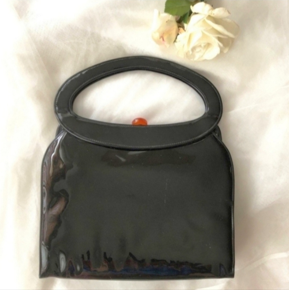 Vintage Black Paten Handbag- Excellent Condtion